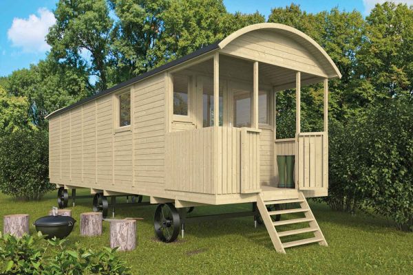 Bauwagen XL - vorgefertigt Thorben mit Tonendach | mit Vordereingang ohne Untergestell | von Nordje