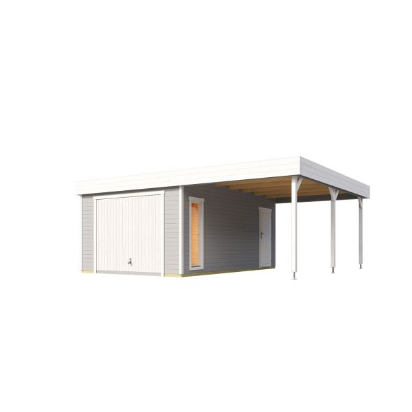 Lasita Maja Garage Bahamas SET mit Schwingtor Lichtgrau 540x670 cm
