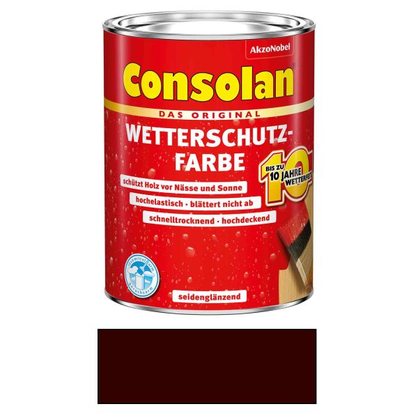 Consolan Wetterschutzfarbe Holz Dunkelbraun 5L Seidenglänzend