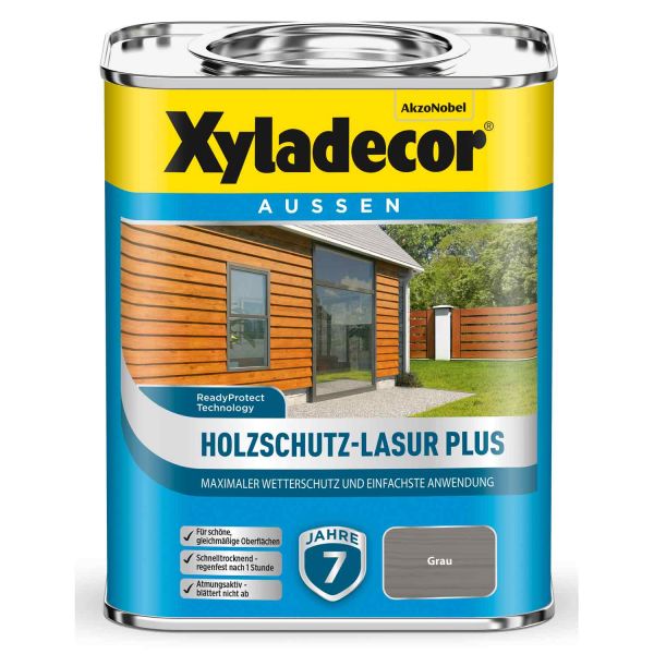 Holzschutz Lasur Plus Xyladecor Grau 0,75L für den maximalen Wetterschutz