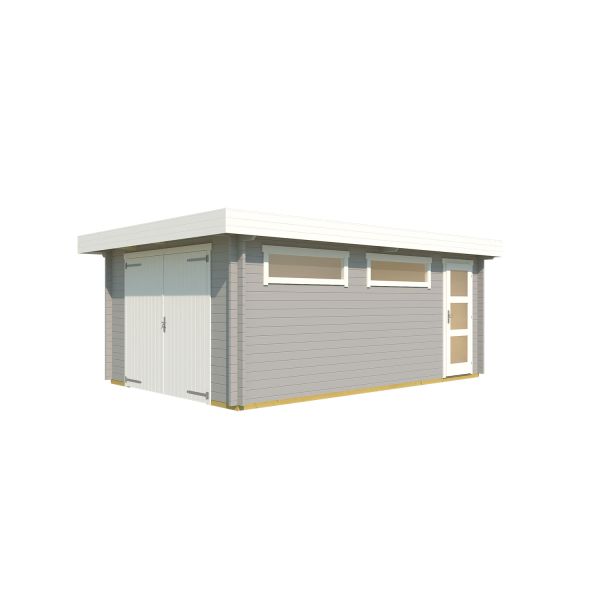 Lasita Maja Garage Canberra SET mit Holztor Lichtgrau 360x540 cm