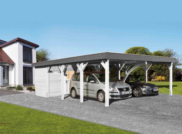 Weka Leimholz-Flachdach Doppelcarport 615 Gr.2 | 622x832x239 cm