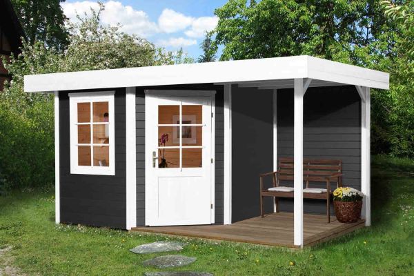 Weka Designhaus 213 A Gr.1| 5-Eck| anthrazit| 28 mm| Einzeltür | Anbau 150 cm