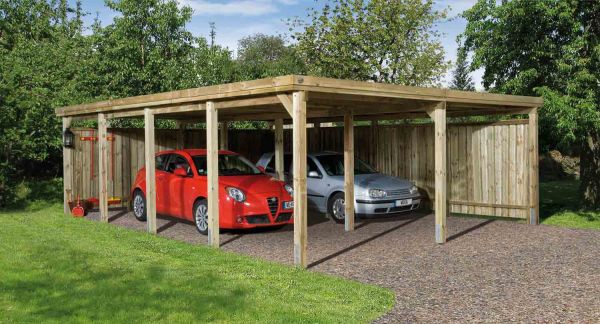 Weka Flachdach-Doppelcarport 618 Gr.3 | ohne Dachplatten
