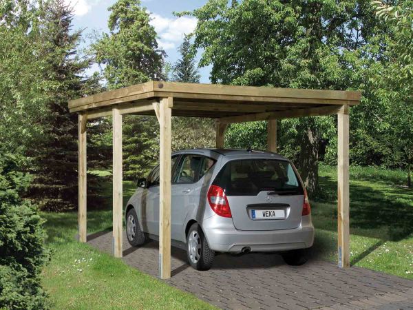 Weka Flachdach Einzelcarport 617 Gr. 1 | mit Trapezblech