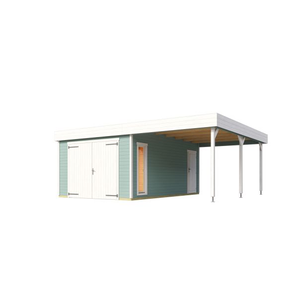 Lasita Maja Garage Bahamas SET mit Holztor Gletschergrün 540x670 cm