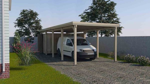 Weka Flachdach-Einzelcarport 617 Gr.3 | 322x802x233 cm