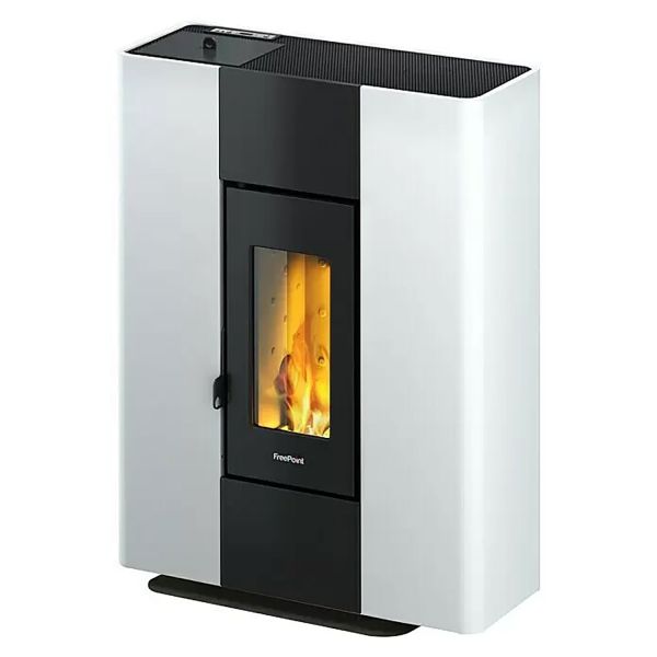 FreePoint Pelletofen Roxy weiß mit Standfuß 2,7 - 7 kW